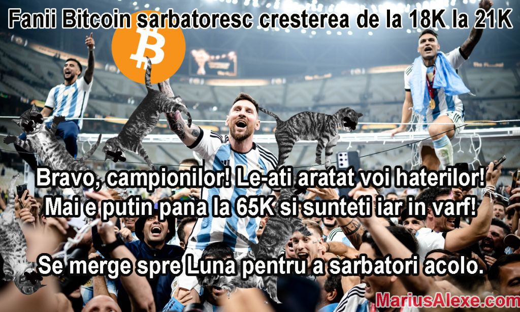 Fanii bitcoin sarbatoresc cresterea